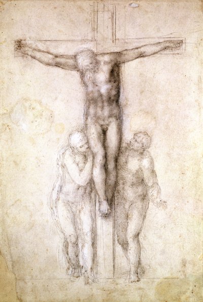 Study of Christ on the Cross between the Virgin and St. John the Evangelist by Michelangelo Buonarroti